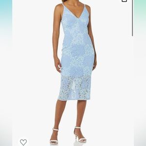 Dress the Population Women's Aurora Sleeveless Plunge Neck Bodycon Midi Dress